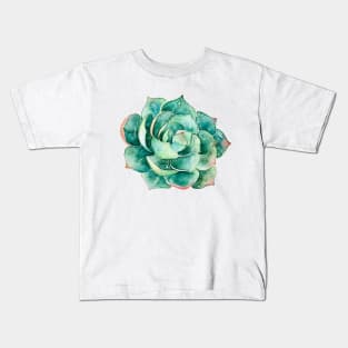 Watercolor hand painted botanical Succulent sticker Kids T-Shirt